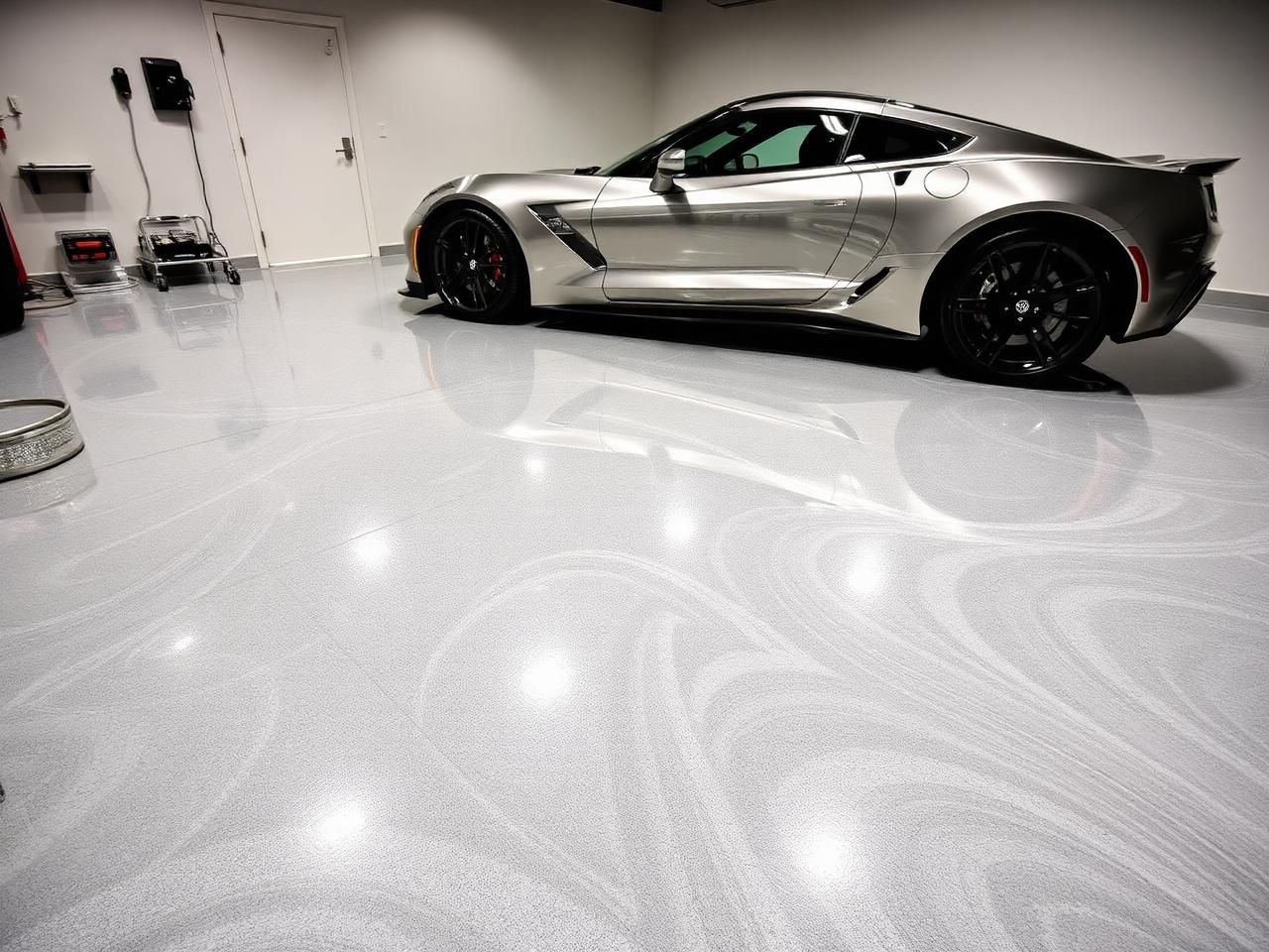 Metallic epoxy garage